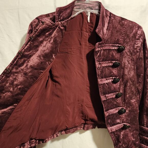 Free People Velvety Military Jacket Purple Size XS - Picture 4 of 15